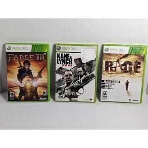 Xbox 360 Lot of 3 Games - Fable III, Kane & Lynch, Rage